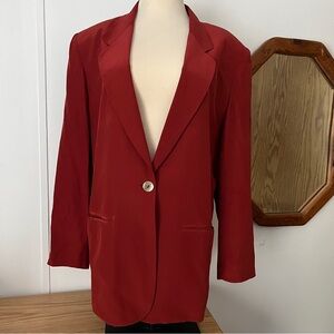 Liz Claiborne 100% Silk Red Blazer | Classic Tailored Jacket
